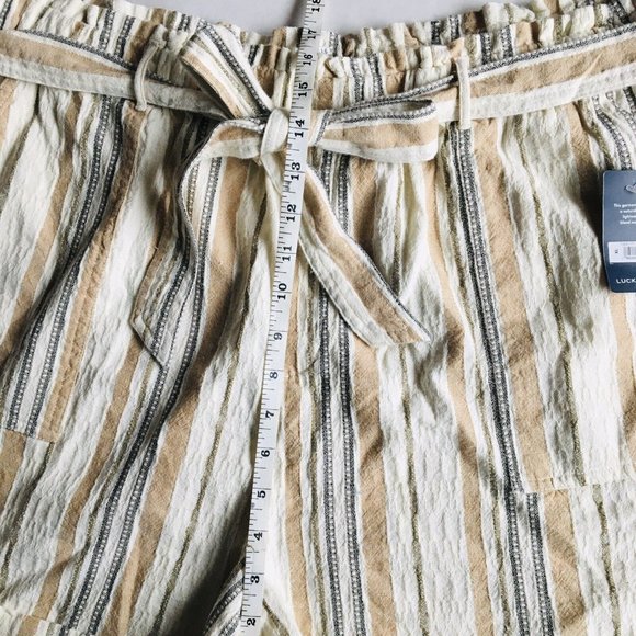 Lucky Brand Linen Blend Striped Paperbag Shorts Size XL - Picture 10 of 12
